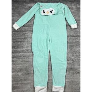 Pj Couture Pajama Womens Large Green Fleece Hooded Animal Zip